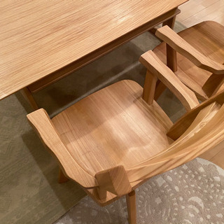 ユートップ】回転式ダイニングチェア2脚セット 天然木タモ無垢材