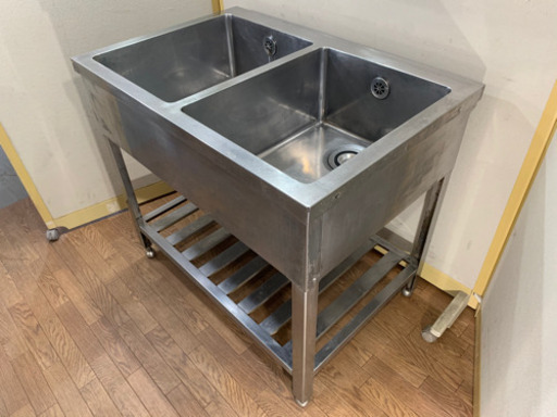 業務用　ステンレス　2層シンク流し台　W900xD600xH800mm