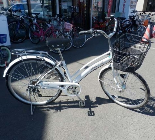 自転車 26インチ 白 チャクル CHACLE Granfiore ノーパンク エアレスタイヤ シティサイクル LEDライト パンクしにくい ペイペイ対応 札幌市西区西野