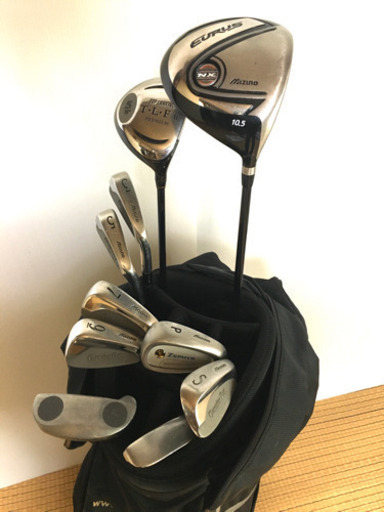 【豪華】Mizunoドライバー等ミズノ ゴルフクラブ 他10本セット＋Titleist キャディバッグ＋レインウェア等付属品多数付