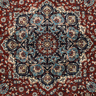 イラン製 ウィルトン織 アクリル 円形 250cm 赤の画像