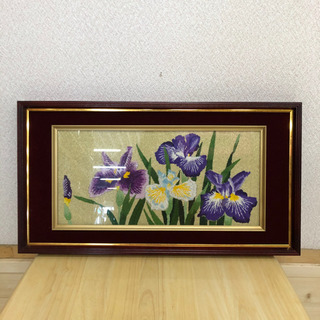 無料！！糸の絵画☆美装額☆松嶋文化刺繍☆縦36×横66.5㎝☆あ...