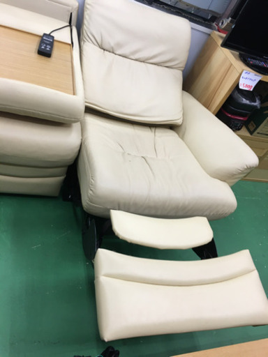 SC0234 合皮製　三人掛け電動リクライニングソファ　