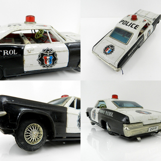 当時物 バンダイ ブリキ ハンドル リモコン シボレー パトカー 動作パーツ欠品 ジャンク品 5760 ☆ 札幌市 北区 屯田の画像