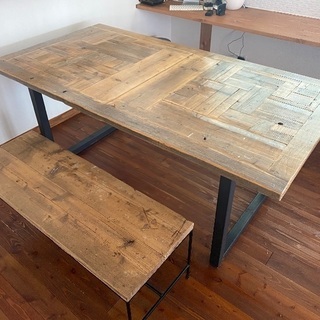 値下げ交渉参ります】アイアン 古材 ダイニングテーブル その1