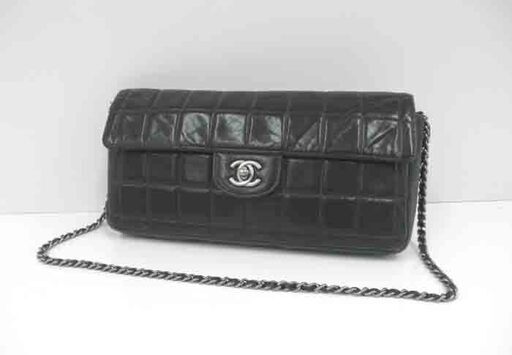 本物 シャネル チョコバー ショルダーバッグ ブラック シルバーチェーン 札幌 豊平区 西岡店