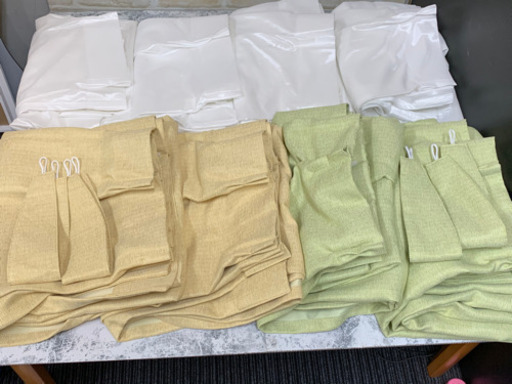 カーテン レース 8点セット グリーン系 イエロー系