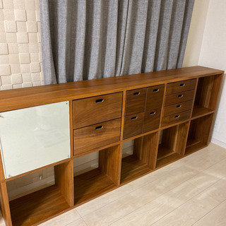 無印良品 スタッキングシェルフセット・5段×2列・ウォールナット材