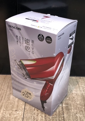 決まりました　TESCOM　プロテクトイオンヘアードライヤー　TID2250　レッド　ハイパワー1300W　新品　大風量