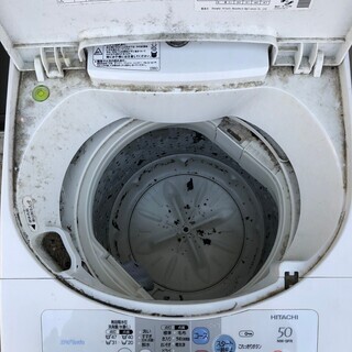【HITACHI】 日立 洗濯機 5.0kg NW-5FR ステップウォッシュ 風乾燥 めっちゃスリム 2007年製の画像