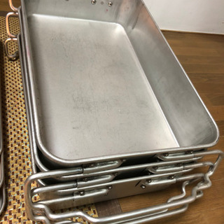 値下　特大アルミトレイ　アルミコンテナ　特大アルミバット　3個セット　蓋付の画像
