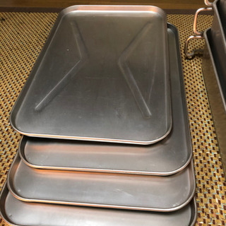 値下　特大アルミトレイ　アルミコンテナ　特大アルミバット　3個セット　蓋付の画像
