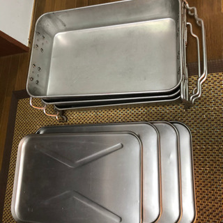 値下　特大アルミトレイ　アルミコンテナ　特大アルミバット　3個セット　蓋付の画像