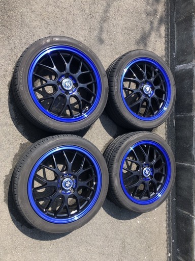 タイヤホイル4本セット　タイヤ　KUMHO　8部山　195/45R16　16×6.0J　4穴100　OFF48　キューブ取り外し