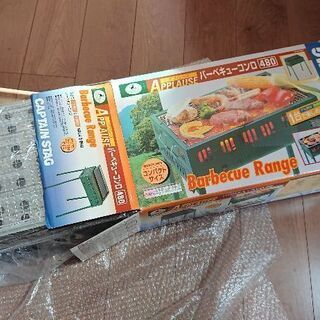 未使用 バーベキューコンロ 焼き肉台 鉄板付き キャンプ BBQ