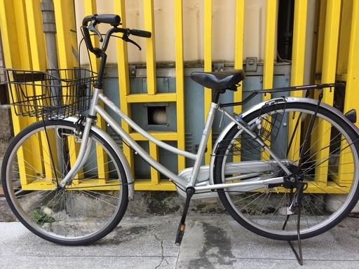 《レンタサイクル店使用》②中古車　26インチ　シティサイクル　シルバー