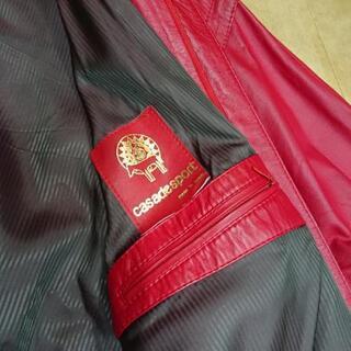 美品★メンズ 本革 革ジャン 赤  Lサイズの画像
