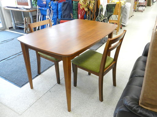 ダイニングセット 伸長式テーブル 椅子2脚 食卓テーブル ブラウン 三栄コーポレーション ☆ PayPay(ペイペイ)決済可能 ☆ 札幌市 北区 屯田