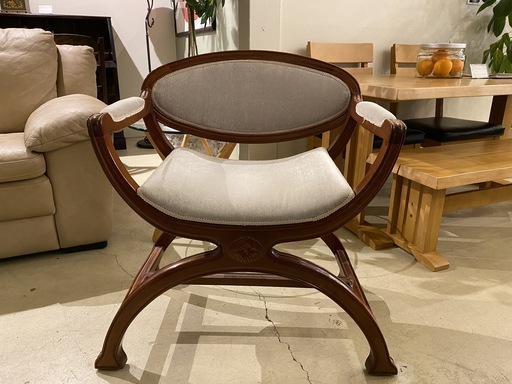 チェア メイクチェア 椅子 アンティーク風 ベージュ×ブラウン 中古品