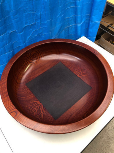 こねばち(新古品)..漆器、天然木(くり抜き)60x16センチ漆塗インテリア可