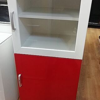 【リサイクルストアスターズ城西店】可愛いサイズ！！　ミニ食器棚　白×赤