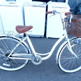 シティサイクル 26インチ mercury 白 6段変速 ママチ...