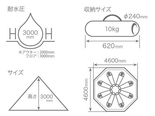 DOD ビッグワンポールテント （紫）