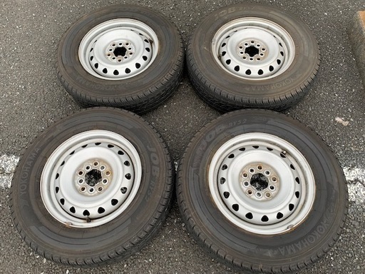 タイヤホイール４本セット 185R14 6PR ヨコハマ JOB RY52 2015年製 ホイール J14×５J PCDマルチ ５穴 ボンゴバンに使用 埼玉県北本