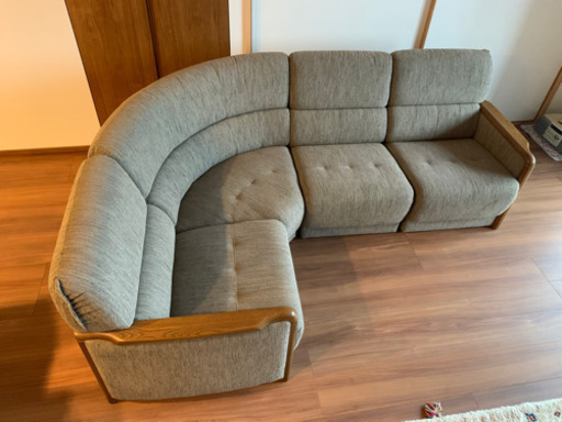 コンパクトなファブリックコーナーソファー4点セット　中古　美品