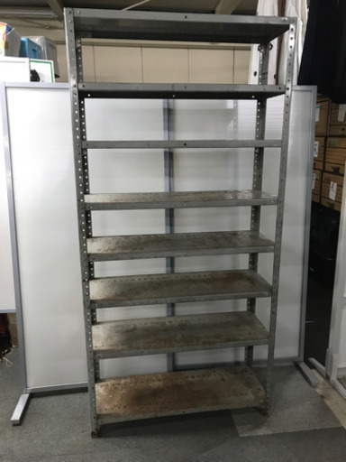 JF00273 ビンテージ スチールラック 8段　工業系　インダストリアル（アンティーク　古道具　男前