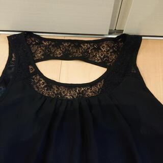 レース ノースリーブ M-L ブラックの画像