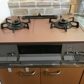 美品　ハーマン 都市ガス用２口ガスコンロ