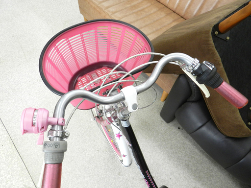 子供用自転車 22インチ 6段切替 カゴ・鍵付き ピンク×ブラック 女の子 ☆ PayPay(ペイペイ)決済可能 ☆ 札幌市 北区 屯田
