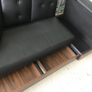 T▽モダンデコ　3人掛けソファーベッド　収納付き　ブラックの画像