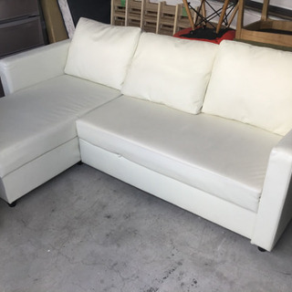T▽ニトリ　3人掛けカウチソファーベッド　ホワイト