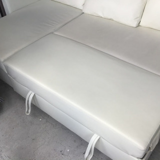 T▽ニトリ　3人掛けカウチソファーベッド　ホワイトの画像
