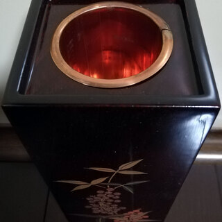 未使用 ◆ 木地呂 ぬり 漆器 もくめぬり ◇ 花生け 花瓶 花道 花器 茶道 金彩 蒔絵 南天 漆芸 天然木 ◆ の画像