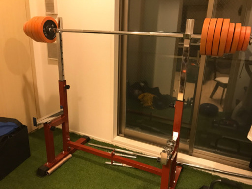 ベンチラック　スクワットラック　シャフト付き