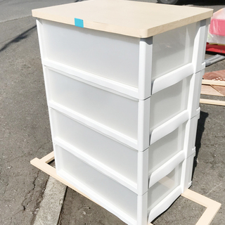 在庫セール！★木製天板 プラチェスト 4段 押入れ収納 衣装ケース ◆衣類整理 アイリスオーヤマ ウッドトップの画像