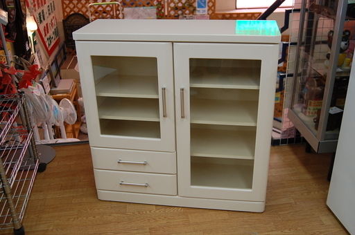 エナメル塗装 食器棚 幅88.5×奥32×高91cm ESV-62 カウンター 腰高 リビングボード ☆ PayPay(ペイペイ)決済可能 ☆ 札幌市 清田区 平岡