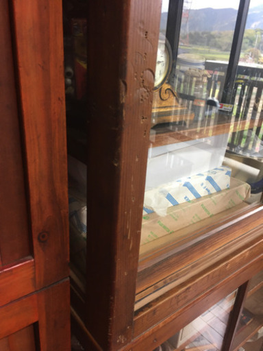 昭和レトロな雰囲気のある古い木製飾り棚 ショーケース 店舗什器 古道具 NO.2