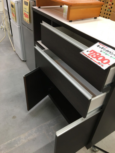 ●販売終了●キッチンカウンター　レンジ台　収納棚　中古品　天板難有