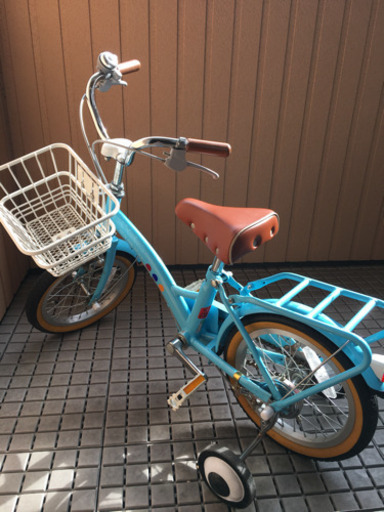 14インチ 自転車 補助輪付き ブルー