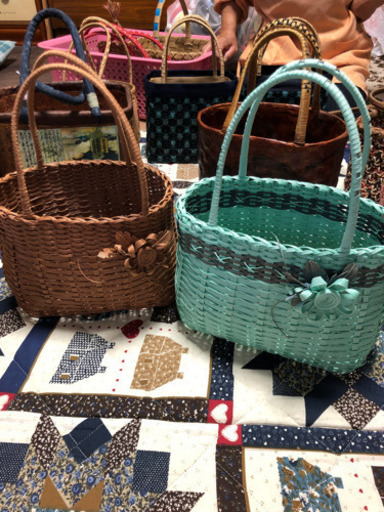クラフトバック　花結び　一貫貼り　ハンドメイド