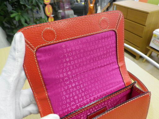 【美品】 KATE SPADE ケイトスペード ショルダーポシェット ショルダーバッグ レッド系 レザー