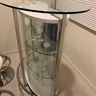 ガラスカウンター ハイチェアーセット 美品