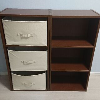 カラーボックス ウォールナット 三段×２こ