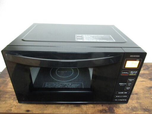 美品 アイリスオーヤマ 電子レンジ 18L フラットテーブル ヘルツフリー ブラック IMB-FV1801