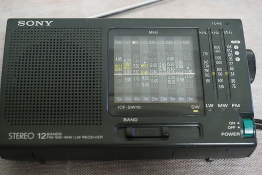 ★SONY ワイドFM対応 FM/MW/SW 12バンドコンパクト短波ラジオ ICF-SW10 《高感度アンテナ交換済》made in Japan 動作確認済★