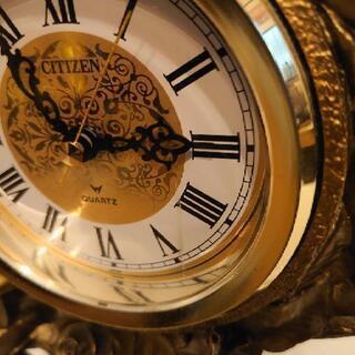 CITIZEN シチズン 置時計 アンティーク レトロ 鳩と天使と薔薇 エンジェル ゴールド レア 希少の画像